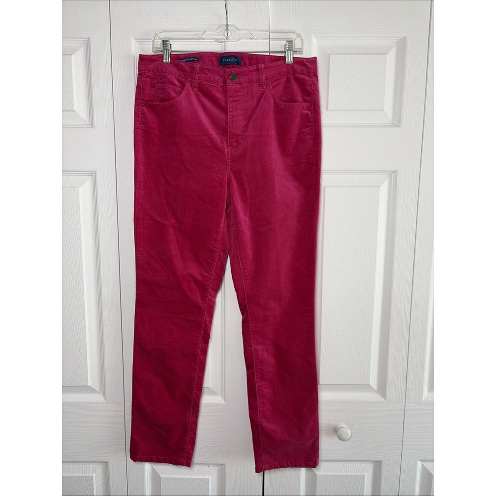 Talbots High-Rise Straight  Womens Size 10 Magenta Corduroy Pants Cotton Stretch